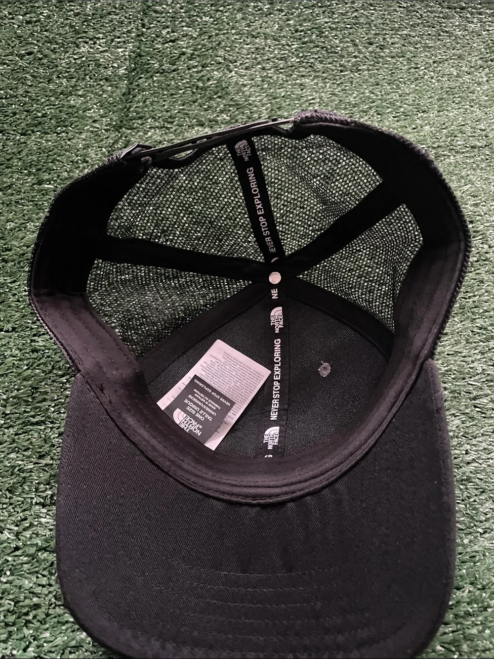 The North Face Gray & Black Mesh Trucker Hat with Mountain Patch
